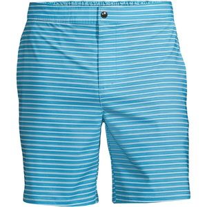 Lands’End men’s NWT 7” Hybrid Lined Swim Shorts Turquoise/Blue Stripe Size Small